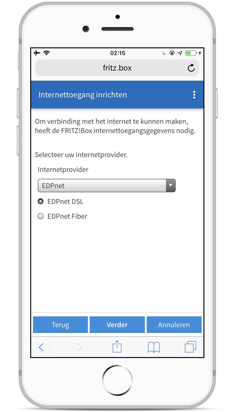 Hoe kan ik mijn FRITZ!Box configureren als ik alleen een smartphone heb